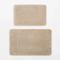 2 dywaniki łazienkowe MELO – komplet, kremowy