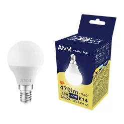 Żarówka LED E14 4,9W barwa ciepła AMM-E14-G45-4,9W-WW