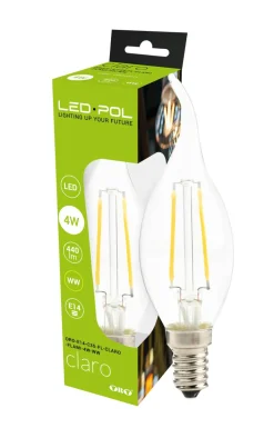 Żarówka LED E14 4W barwa ciepła ORO-E14-C35-FL-CLARO-FLAMI-4W