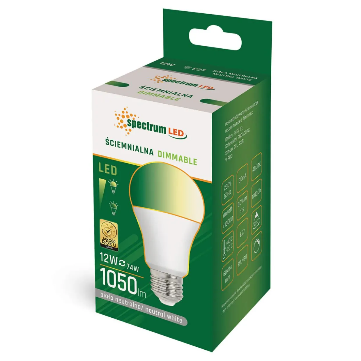 Żarówka LED E27 12W barwa neutralna GLS DIMMABLE SPECTRUM