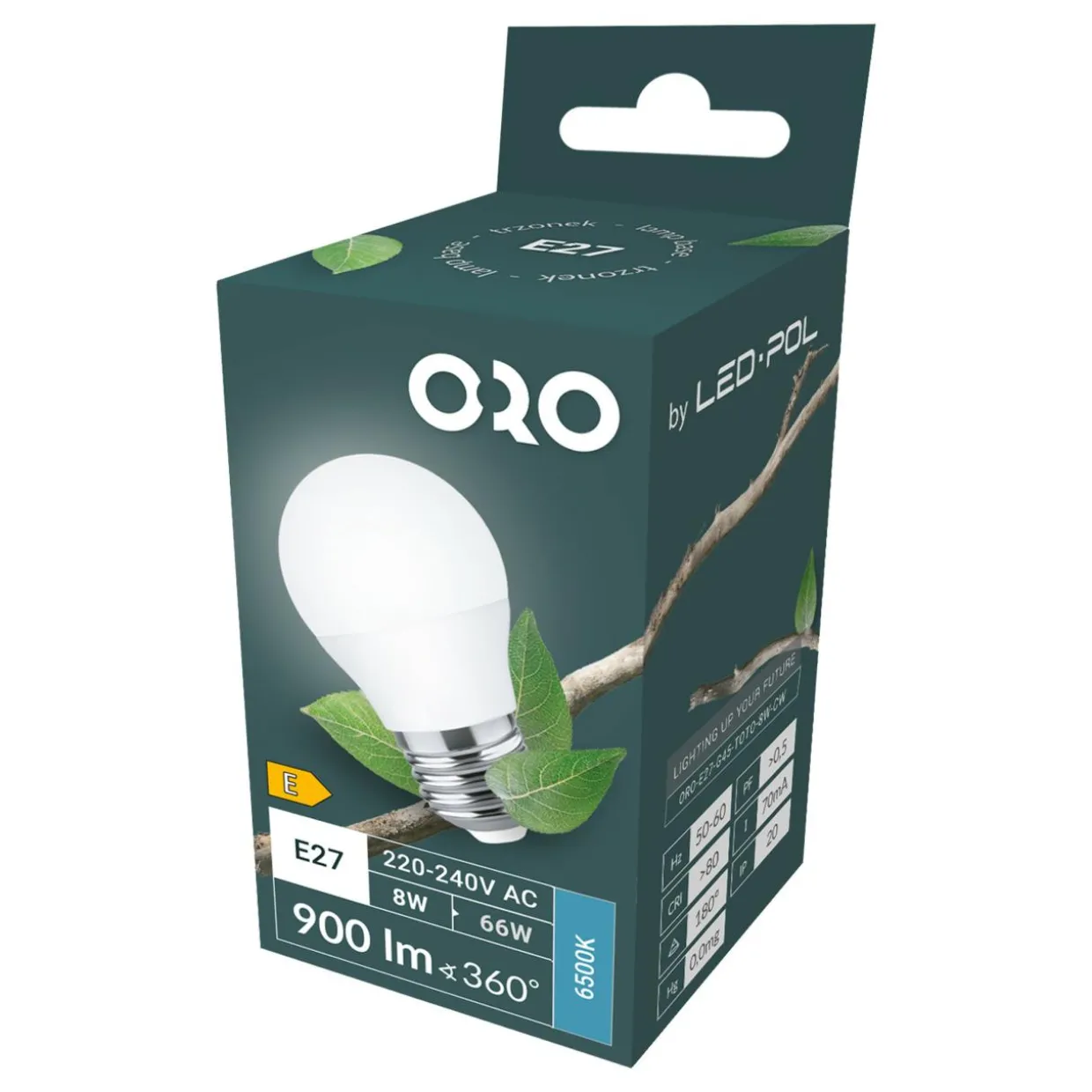 Żarówka LED E27 8W barwa zimna ORO-E27-G45-TOTO-8W-CW