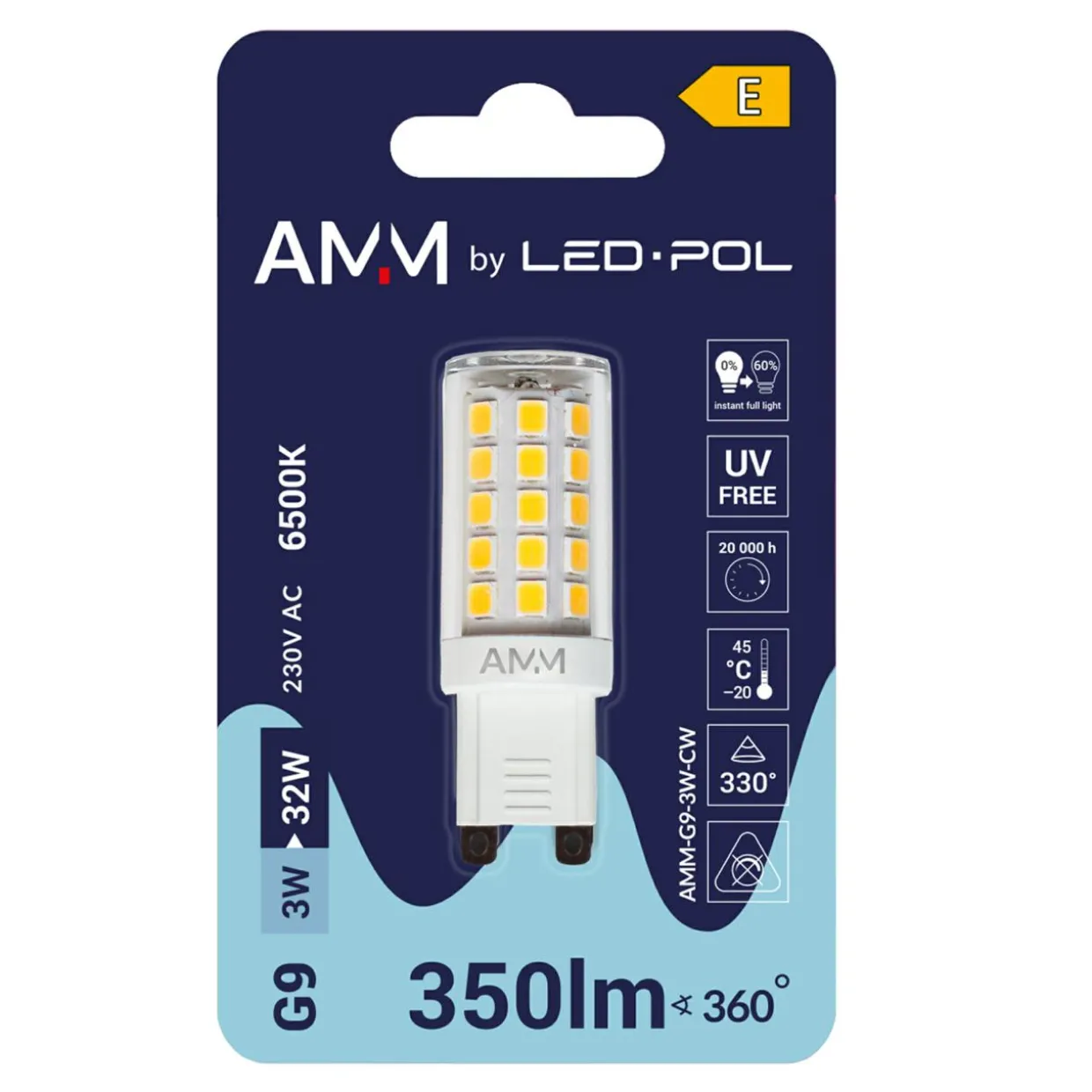 Żarówka LED G9 3W barwa zimna AMM-G9-3W-CW