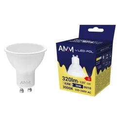 Żarówka LED GU10 4,9W barwa ciepła AMM-GU10-4,9W-WW