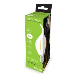 Żarówka ozdobna LED E14 4W barwa neutralna ORO-E14-C35-FL-CLARO-FLAMI-4W