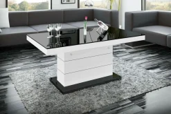 Ława rozkładana MATERA LUX połysk czarna / biała