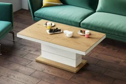 Ława rozkładana MATERA LUX dąb słoneczny / biała