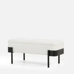 Ława tapicerowana biała INIDEX