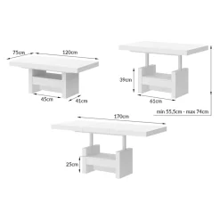 Ławostół z szufladą AVERSA LUX biała / nadruk marmur mat