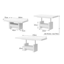 Ławostół z szufladą AVERSA LUX biały połysk / nadruk marmur połysk