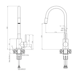 Bateria kuchenna z elastyczną wylewką czarno-złota QUADRON