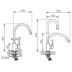 Bateria z elastyczną wylewką czarna BELIS