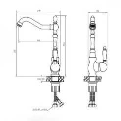 Bateria zlewozmywakowa LAVEO SPES BAE_565D retro mosiądz antyczny