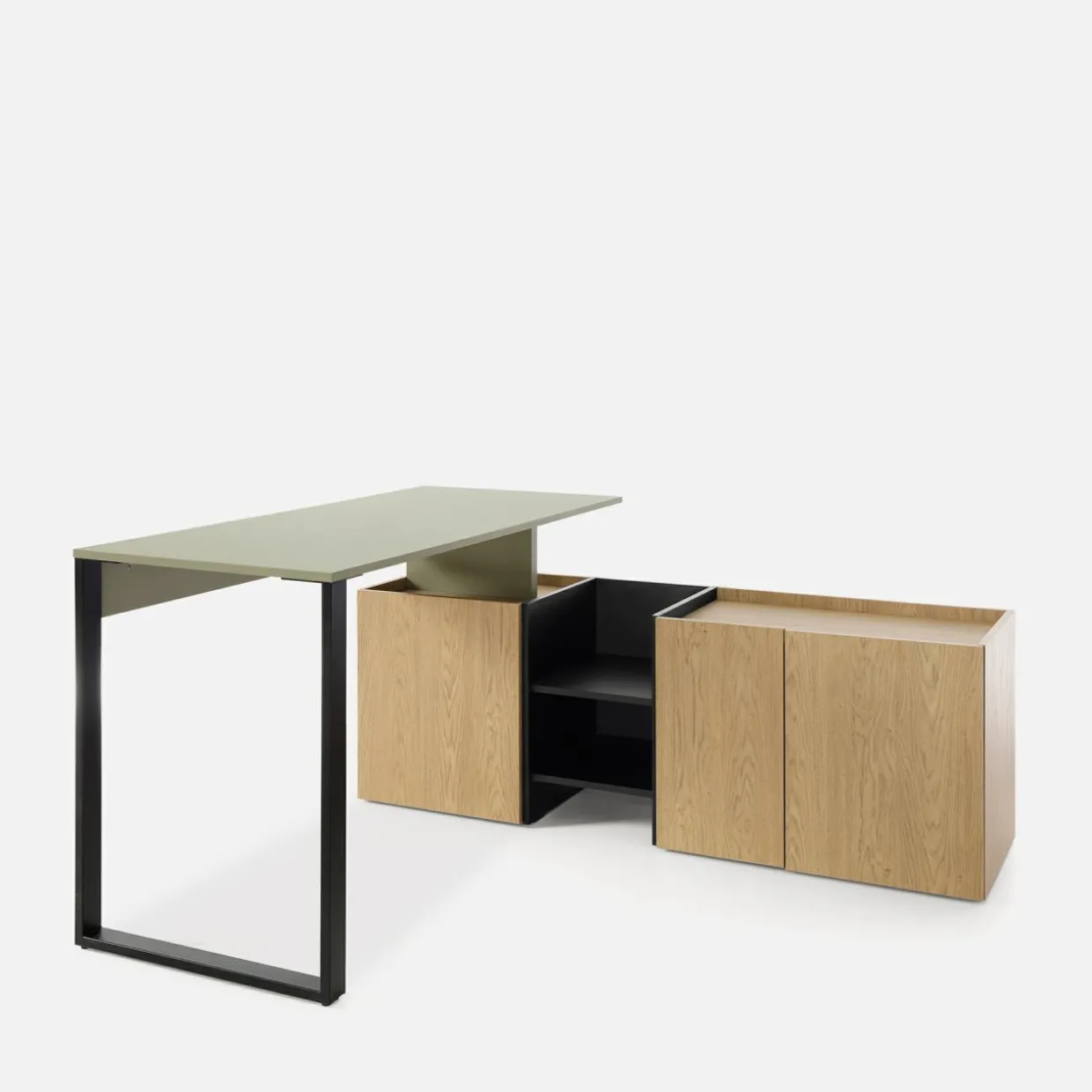 Biurko z komodą zielone SERGIO