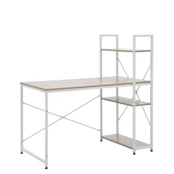 Biurko z regałem białe/dąb sonoma KOLKO