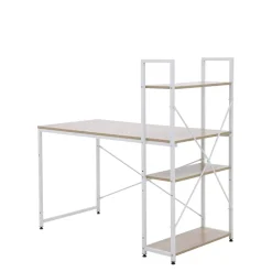 Biurko z regałem białe/dąb sonoma KOLKO