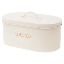 Chlebak metalowy z pokrywą biały 34x15 cm