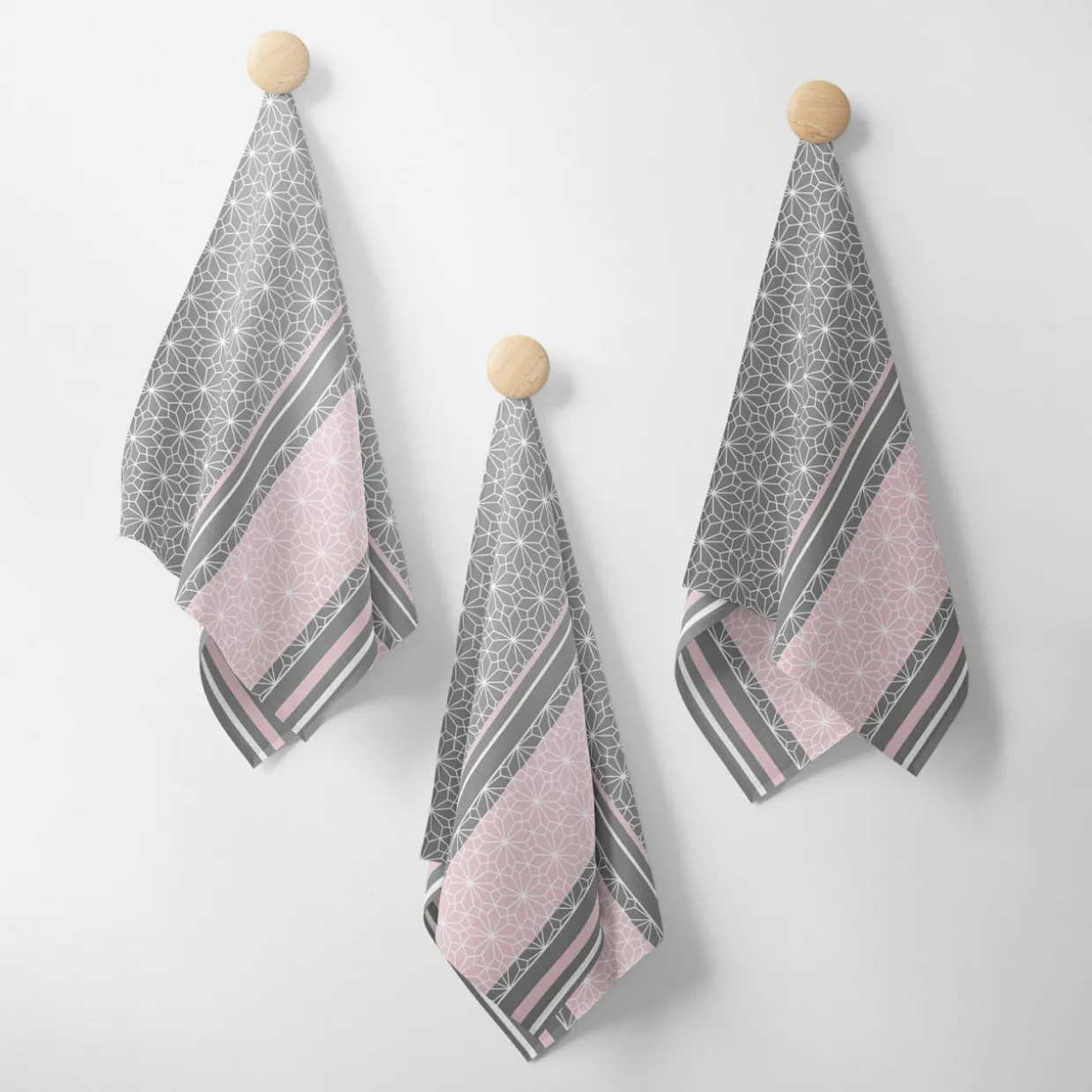 Ściereczka kuchenna szaro-różowa CARINO 40x60 cm