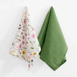 Ściereczki kuchenne w kwiaty, zielona 40x60 cm, 2 szt.