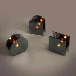 Dekoracja LED przydymione szkło KOMINEK 10x5x10 cm