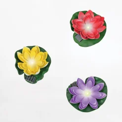 Dekoracja zewnętrzna solarna LED IP44 żółta KWIAT LOTOSU