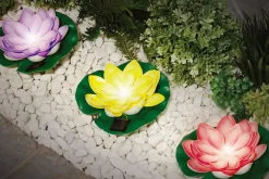 Dekoracja zewnętrzna solarna LED IP44 żółta KWIAT LOTOSU