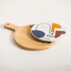 Deska do serwowania z ceramicznym talerzem 17,5 cm