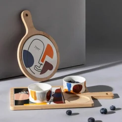 Deska do serwowania z ceramicznym talerzem 17,5 cm