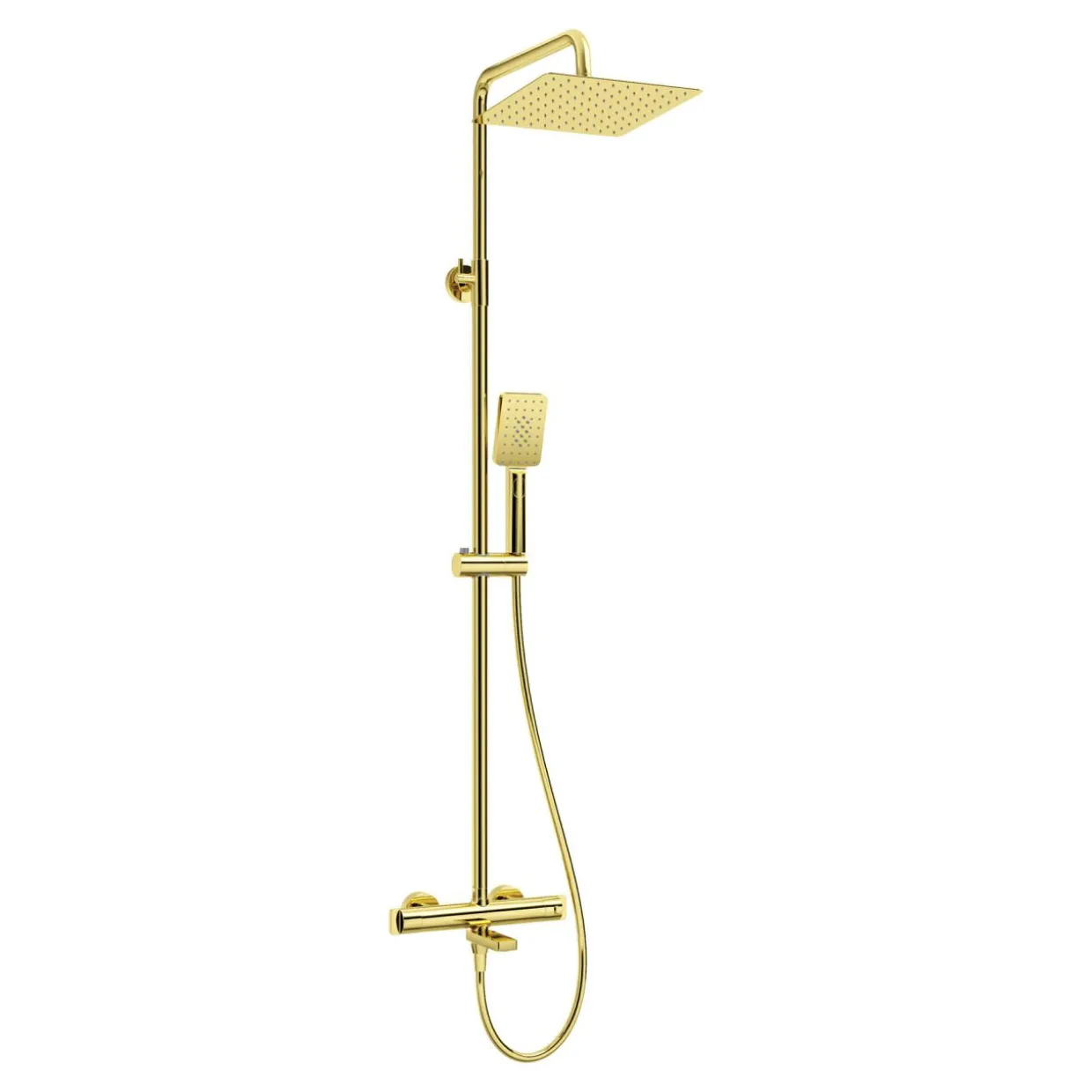 Deszczownica z baterią wannową termostatyczną złota ALPINIA