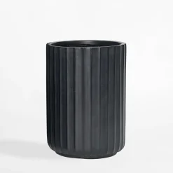 Donica ryflowana czarna 36x36x49,5 cm