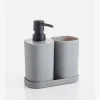 Dozownik do mydła z pojemnikiem na podstawce ciemnoszary
