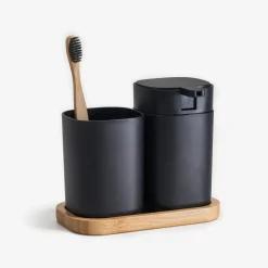 Dozownik z pojemnikiem na bambusowej podstawce