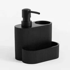 Dozownik z pojemnikiem ryflowany czarny