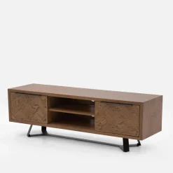 Drewniana szafka RTV z frontem w jodełkę KASTENOS