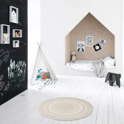 Dywan okrągły boho beżowy GINO 120 cm