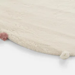 Dywan okrągły z pomponami ivory 120 cm