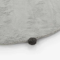 Dywan okrągły z pomponami szary 120 cm