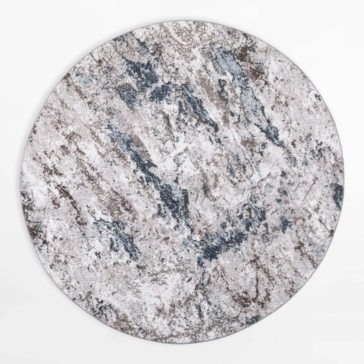 Dywan retro VISION, szaro-granatowy, okrągły, 120 cm