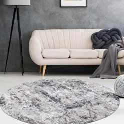 Dywan retro VISION, szaro-granatowy, okrągły, 120 cm