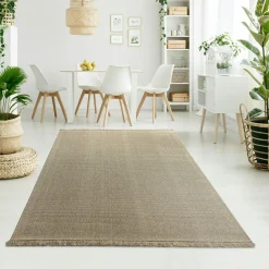 Dywan wełniany z frędzlami beżowy WOOL 80x150 cm