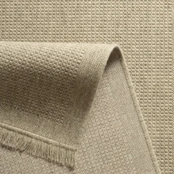 Dywan wełniany z frędzlami beżowy WOOL 80x150 cm