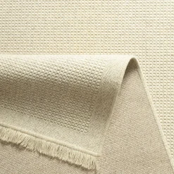 Dywan wełniany z frędzlami jasnobeżowy WOOL 120x170 cm