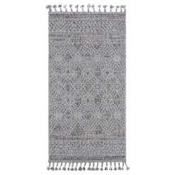 Dywan zewnętrzny szary karo BOUCLE 80x150 cm