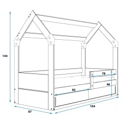 Łóżeczko dziecięce domek HAVEN 80x160 cm