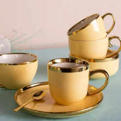 Filiżanka porcelanowa waniliowa Jumbo AURORA GOLD 400 ml