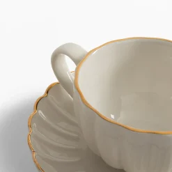 Filiżanka ze spodkiem porcelanowa ZŁOTY RANT 220 ml