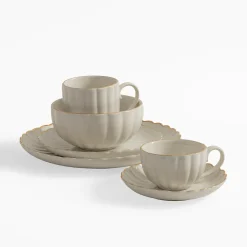 Filiżanka ze spodkiem porcelanowa ZŁOTY RANT 220 ml