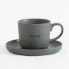 Filiżanka ze spodkiem szara MATTE 220 ml