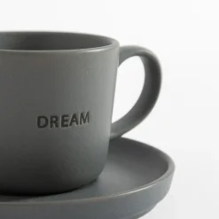 Filiżanka ze spodkiem szara MATTE 220 ml