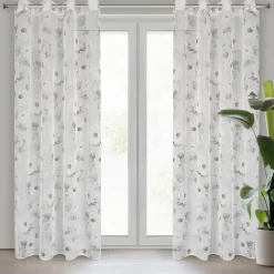 Firana do salonu biało-oliwkowa BESSY 140x250 cm