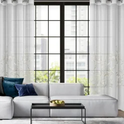 Firana na przelotkach biało-srebrna ESTELLA 140x250 cm